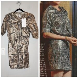 NWT Isabel Marant × H&M Silk mini dress. Cutout elastic back. Size 4.